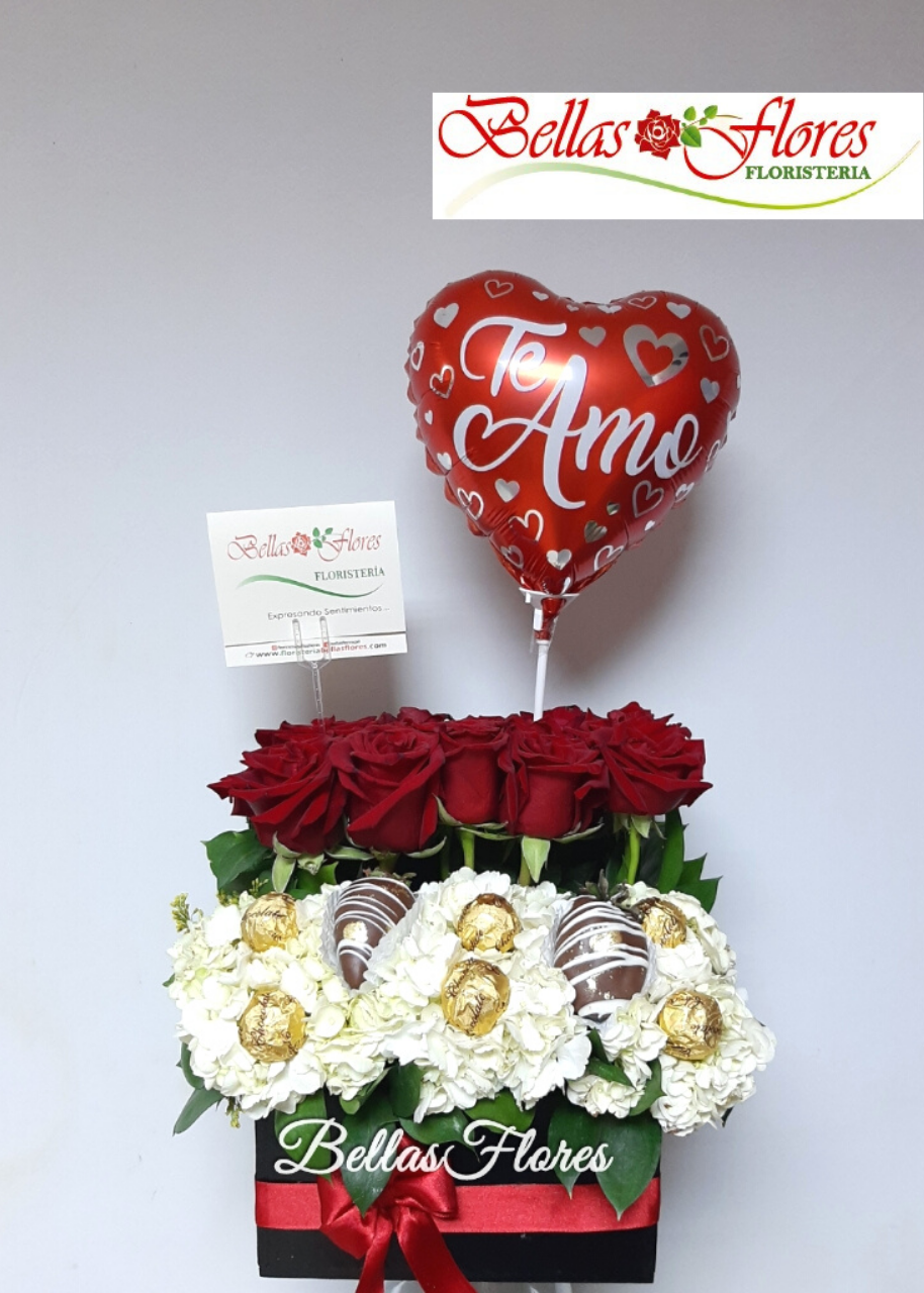 Arreglo rosas y Chocolates M010 - Bellas Flores